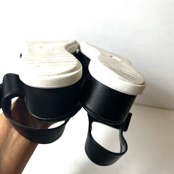 Sofft EuroSoft Sandal Womens 7M Comfort Casual Wedge Black Faux Leather Open Toe - Picture 9 of 12